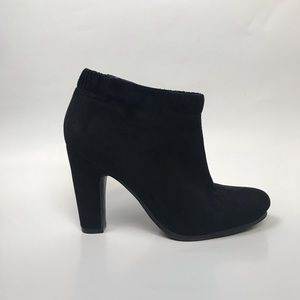 Suede Chunky High Heel Black Booties